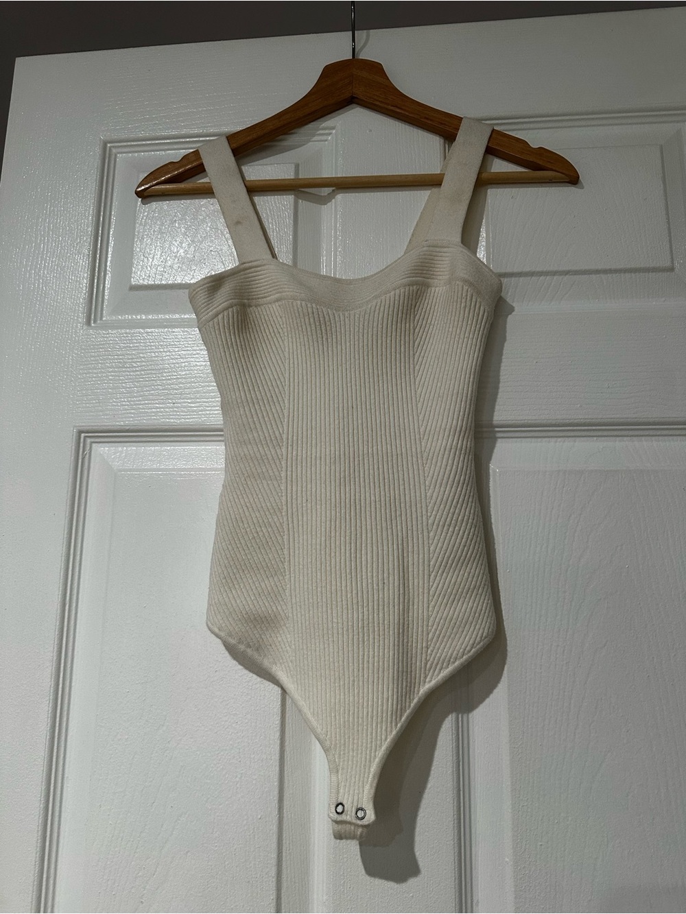 Abercrombie & Fitch Cream Ribbed Strap Bodysuit